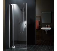 Kermi Filia XP porte battante avec panneau fixe pour paroi latérale FX1WL12020VAK 120x200cm, argent brillant, verre de sécurité trempé transparent, gauche, sur receveur de douche