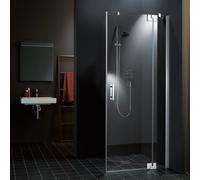 Kermi Filia XP porte battante avec panneau fixe pour paroi latérale FX1WR09020VPK 90x200cm, argent brillant, verre de sécurité trempé transparent, à droite, sur receveur de douche