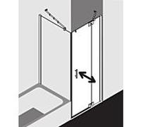 Kermi Filia XP porte battante avec panneau fixe pour paroi latérale FX1WR08020VPK 80x200cm, argent brillant, verre de sécurité trempé transparent, à droite, sur receveur de douche