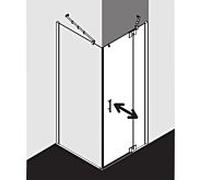 Kermi Filia XP porte battante avec panneau fixe pour paroi latérale FX1WR09020VAK 90x200cm, argent brillant, verre trempé transparent, à droite, sur receveur de douche