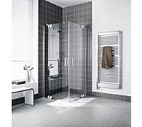 Kermi Filia XP porte battante entrée d'angle demi FXEPL07818VYK 78 x 185 cm, argent brillant, ESG SR Opaco Clean, à gauche, au niveau de la douche