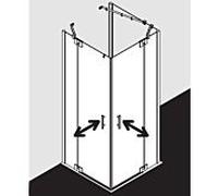 Kermi Filia XP porte battante entrée d'angle demi FXEPR09020VPK 90x200cm, argent brillant, verre de sécurité trempé clair, à droite, sur receveur de douche