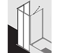 Kermi Ibiza 2000 porte coulissante entrée coin, deux parties 80x185, argent / mat, ESG clair KermiClean