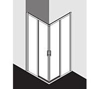 Kermi Liga entrée demi-diapositive. 2 pièces sans plancher LIC2L08020VAK 80x200cm, argent brillant, verre de sécurité trempé, gauche, sur receveur de douche