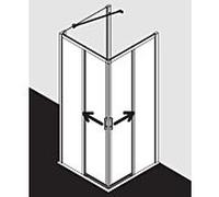 Kermi Liga entrée demi-diapositive. 2 pièces sans plancher LIC2L093201PK 93x200cm, argent mat brillant, verre de sécurité trempé clair, gauche, sur la zone de douche