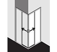 Kermi Liga entrée demi-diapositive. 2 pièces sans plancher LIC2R09320VPK 93x200cm, argent brillant, verre de sécurité trempé clair, à droite, sur la zone de douche