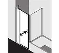 Kermi Liga porte battante avec panneau fixe pour panneau latéral LI1GL08520VAK 85x200cm, argent brillant, TSG transparent, gauche, sur receveur de douche