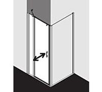 Kermi Liga porte battante avec panneau fixe pour panneau latéral LI1GL10520VPK 105x200cm, argent brillant, verre de sécurité trempé transparent, gauche, sur receveur de douche