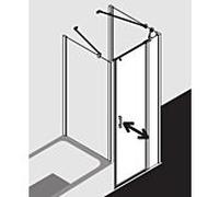 Kermi Liga porte battante avec panneau fixe pour panneau latéral LI1GR12020VPK 120x200cm, argent brillant, verre de sécurité trempé transparent, à droite, sur receveur de douche