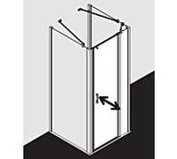 Kermi Liga porte battante avec panneau fixe pour panneau latéral LI1GR095201AK 95x200cm, brillant argent mat, TSG transparent, droite, sur receveur de douche