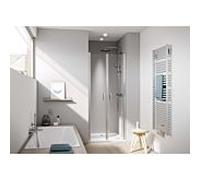Kermi Liga porte battante dans niche LIPTD10520VPK 105x200cm, argent brillant, verre de sécurité trempé clair, sur receveur de douche