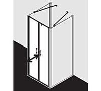 Kermi Liga porte battante en niche LIPTD075181AK 75x185cm, argent mat brillant, TSG transparent, sur receveur de douche