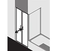 Kermi Liga porte battante en niche LIPTD07520VAK 75x200cm, argent brillant, verre de sécurité trempé transparent, sur receveur de douche