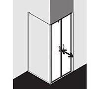 Kermi Liga porte battante en niche LIPTD09020VAK 90x200cm, argent brillant, verre de sécurité trempé transparent, sur receveur de douche