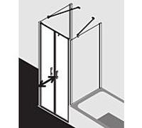 Kermi Liga porte battante en niche LIPTD100201PK 100x200cm, argent mat brillant, verre de sécurité trempé clair, sur receveur de douche