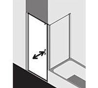 Kermi Liga porte battante pour panneau latéral LI1WL07018VAK 70x185cm, argent brillant, verre trempé transparent, gauche, sur receveur de douche