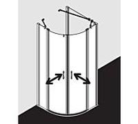 Kermi Liga porte battante quart de cercle à panneaux fixes LIP5508018VPK 80x185cm, argent brillant, verre de sécurité trempé transparent, sur receveur de douche