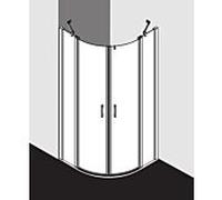 Kermi Liga porte battante quart de cercle à panneaux fixes LIP5509020VPK 90x200cm, argent brillant, verre de sécurité trempé transparent, sur receveur de douche