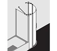 Kermi Liga porte battante quart de cercle à panneaux fixes LIP5510118VAK 101x185cm, argent brillant, TSG transparent, sur receveur de douche