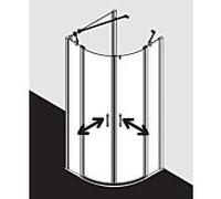 Kermi Liga porte battante quart de cercle à panneaux fixes LIP55101201AK 101x200cm, brillant argent mat, TSG transparent, sur receveur de douche