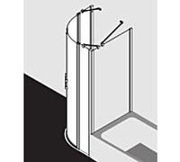Kermi Liga porte battante quart de cercle avec panneaux fixes LIP55090181PK 90x185cm, brillant argent mat, TSG clear clean, sur receveur de douche