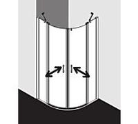 Kermi Liga porte battante quart de cercle avec panneaux fixes LIP55101181PK 101x185cm, argent mat brillant, TSG clear clean, sur receveur de douche