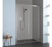 Kermi Liga Porte coulissante, avec élément fixe, pour niche, pour paroi latérale, LIG2R155201AK, LIG2R