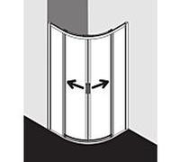 Kermi Liga porte coulissante quart de cercle sans plancher avec 2 champs fixes LIC5010020VAK 101x200cm, argent brillant, verre de sécurité trempé clair