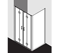 Kermi Liga - porte pliante Liga dans niche LI2T4125181AK 125x185cm, argent mat brillant, verre de sécurité trempé, sur receveur de douche
