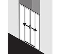 Kermi Liga slide. 4 pièces sans plancher avec champs fixes LID4B120201PK 120x200cm, argent mat brillant, verre de sécurité trempé clair, sur receveur de douche