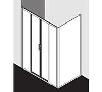 Kermi Liga slide. 4 pièces sans plancher avec champs fixes LID4B140201AK 140x200cm, brillant argent mat, verre de sécurité trempé, sur receveur de douche