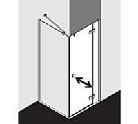 Kermi Mena porte battante 2000 - vantail avec panneau fixe, profilé mural ME1NR10020VPK 100 x 200 cm, argent brillant, TSG clair Clean, droite, sur receveur de douche