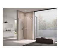 Kermi Mena porte battante 2000 -wing avec panneau fixe, profilé mural ME1NL08020VPK 80 x 200 cm, argent brillant, TSG clear Clean, à gauche, sur receveur de douche