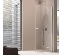 Kermi Mena entrée d'angle demi-porte battante en 2 parties avec panneau fixe. MEEPR08020VAK 80 x 200 cm, argent brillant, ESG clair, droite, sur receveur de douche