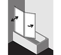 Kermi mur pliant Vario 2000 , 2 vantaux 115, 2000 -116,7x140cm, argent, ESG KermiClean