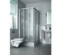 Moitié de porte d'angle coulissante Kermi Nova 2000, 3 vantaux, N2ED30802011K, 80 x 200 cm, finition argent mat, Kerolan Fontana