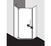 Kermi Pasa XP cabine de douche pentagonale porte battante PXL4009020VPK 90x90x200cm, argent brillant, verre de sécurité trempé clair, gauche