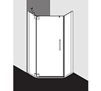 Kermi Pasa XP cabine de douche pentagonale porte battante PXL45090201AK 90x90x200cm, argent mat brillant, TSG clair, gauche