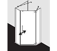 Kermi Pasa XP cabine de douche pentagonale porte battante PXR40090201AK 90x90x200cm, argent mat brillant, verre de sécurité trempé, droite