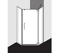 Kermi Pasa XP cabine de douche pentagonale porte battante PXR43090201AK 90x90x200cm, argent mat brillant, TSG clair, droite