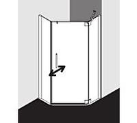 Kermi Pasa XP cabine de douche pentagonale porte battante PXR45090201AK 90x90x200cm, argent mat brillant, TSG clair, droite