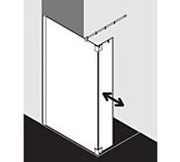 Kermi Pasa XP panneau latéral avec aile mobile PXT1L08320VAK 83x200cm, argent brillant, verre de sécurité trempé transparent, gauche, sur la zone de douche