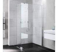 Kermi Pasa XP panneau latéral avec aile mobile PXT1R08018VPK 80x185cm, argent brillant, verre de sécurité trempé clair, à droite, sur receveur de douche
