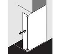 Kermi Pasa XP paroi latérale avec aile mobile PXT1R12018VAK 120x185cm, argent brillant, verre trempé transparent, à droite, sur receveur de douche