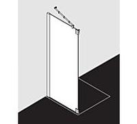 Kermi Pasa XP paroi latérale f porte battante 2000 -fl.et panneau fixe PXTFL07520VPK 75x200cm, argent brillant, verre de sécurité trempé clair, gauche, sur receveur de douche