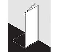 Kermi Pasa XP paroi latérale pour porte battante 2000 -fl.et champ fixe PXTFR100181AK 100x185cm, argent mat brillant, verre de sécurité trempé, à droite, sur receveur de douche