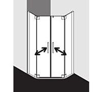 Kermi Pasa XP pentagonale douche cabine battante PXF40090181AK 90x90x185cm, argent mat brillant, TSG clair