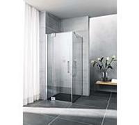 Kermi Pasa XP porte battante 2000 -fl.Champ fixe pour paroi latérale PX1WR10020VAK 100x200cm, argent brillant, verre de sécurité trempé, à droite, sur receveur de douche