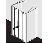 Kermi Pasa XP porte battante avec panneaux fixes PXPTF110201AK 110x200cm, brillant argent mat, TSG transparent, sur receveur de douche