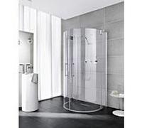 Kermi Pasa XP porte de cabine de douche semi-circulaire PXZ10088201AK 88 / 85.5-88.5x200cm, argent mat brillant, TSG clair